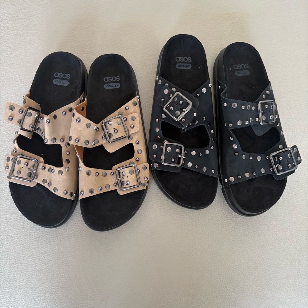 ASOS Women’s Studded Buckle Sandals - Black and Tan